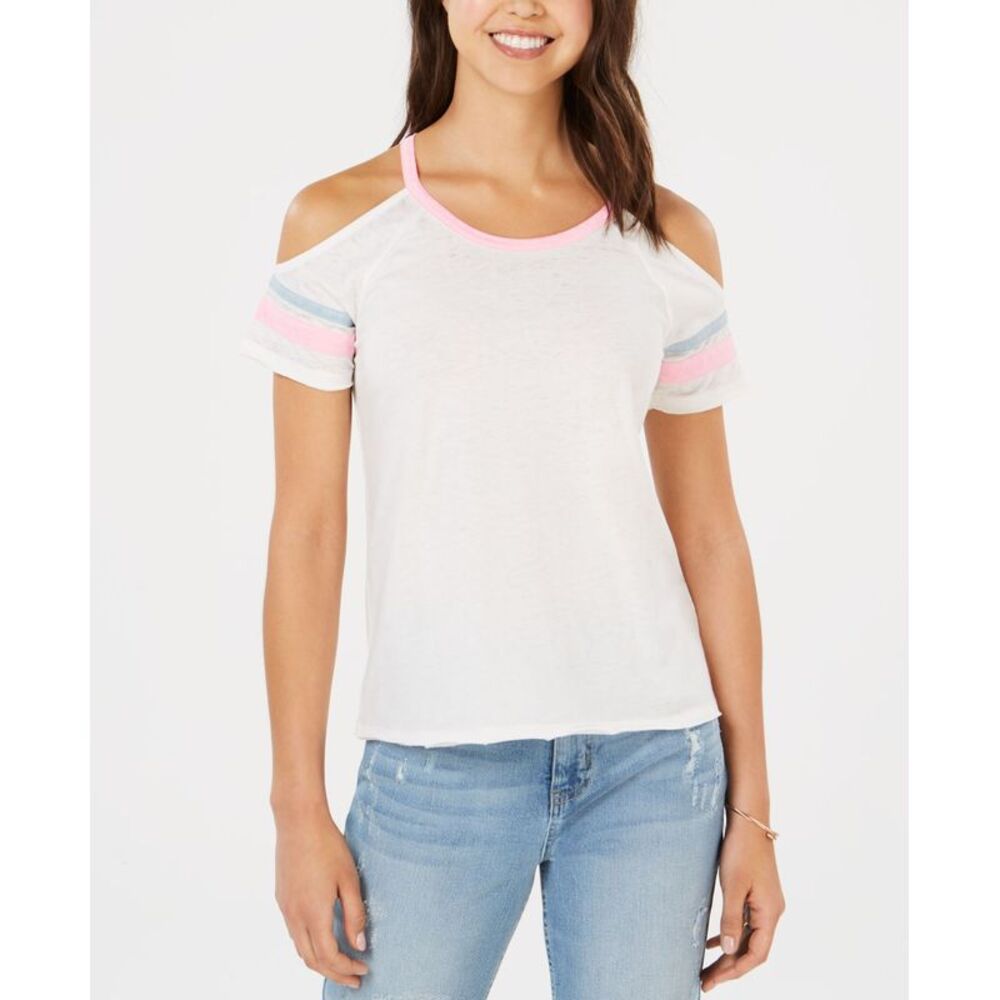 Hippie Rose Juniors Cold Shoulder Football T-Shirt